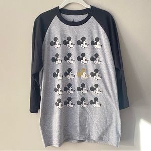 Mickey Mouse Disney Parks Baseball Raglan T-shirt 3/4 sleeve Sz L